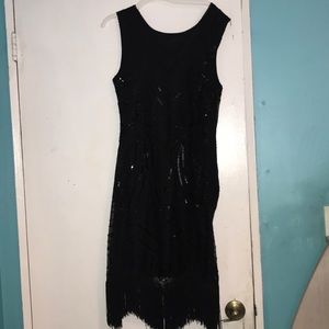 Black sequins flapper dress